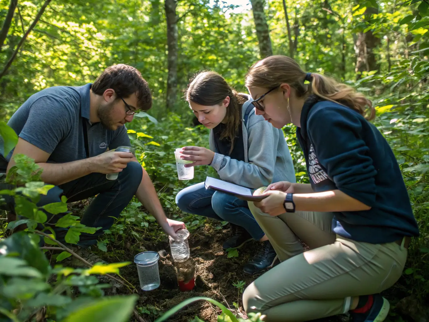Scientists collecting data in a natural habitat as part of a PERENNIS scientific monitoring initiative. The image should highlight the importance of data-driven conservation efforts.